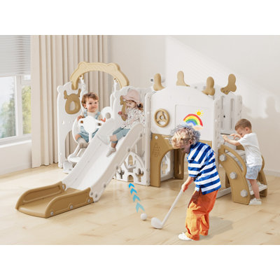 Glissoire pour enfants 13 en 1 pour tout-petits, ensemble de jeu pour enfants avec balançoire, golf, planche à dessin, panier de basketball et espace de rangement