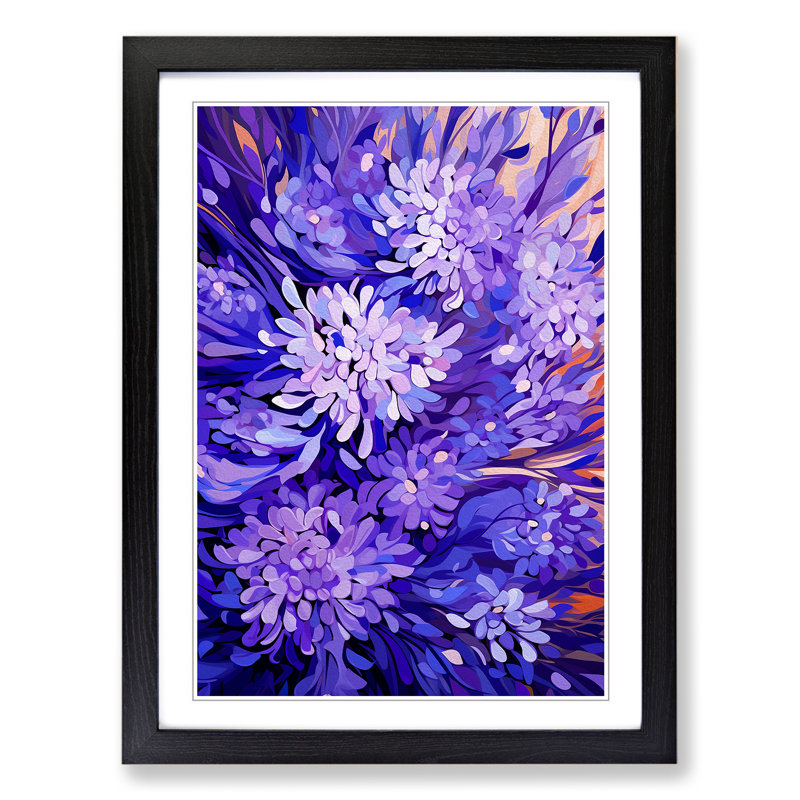 Lavender Flower Orphism Art - Framed Print, 64cm H x 46cm W x 2cm D, Black Framed