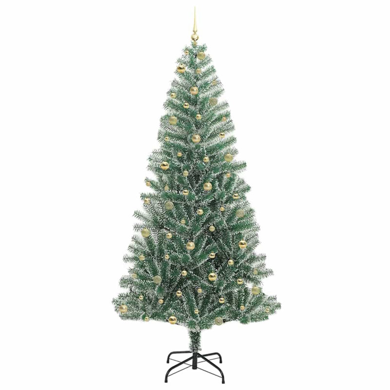 vidaXL Artificial Christmas Tree Snow Flocked with LED Light, 7.87 ft