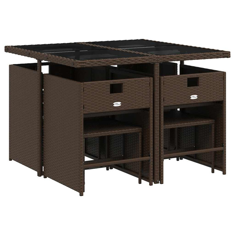 Patio Dining Set with, Cream White, Brown