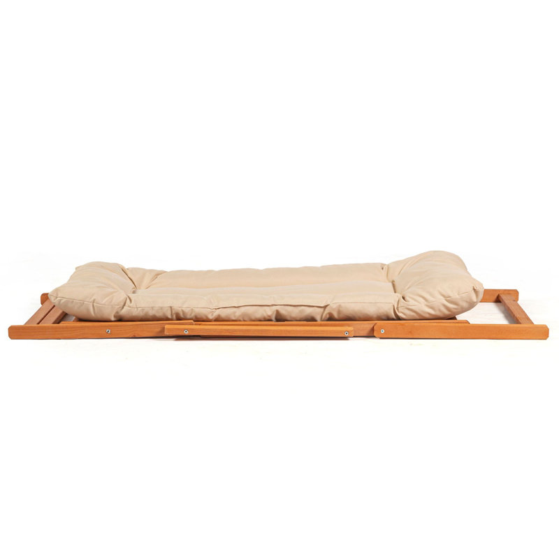 Ensemble de table et chaises de jardin rustique (3 pièces), hêtre massif, table: 15,7 po x 15,7 po x 15,7 po | Chaises: 19,7 po x 31,9 po x 19,7 po | Sans vernis, conservateur à base d'eau, brun et crème | Parfait pour les repas en plein air