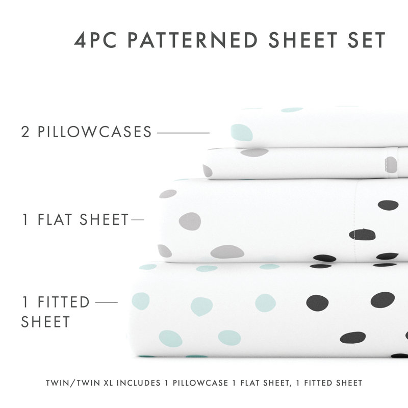 King Light Gray Trio Dots Microfiber Sheet Set