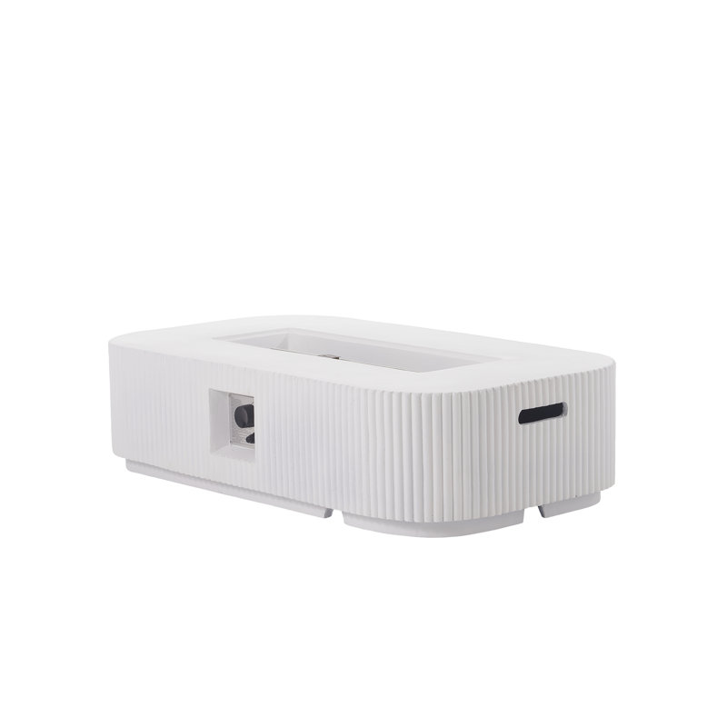 Ehlman 48.2" Modern Minimalist Rectangular MgO Outdoor 50,000 BTU Fire Pit Table (Tank Cover Not Included), White