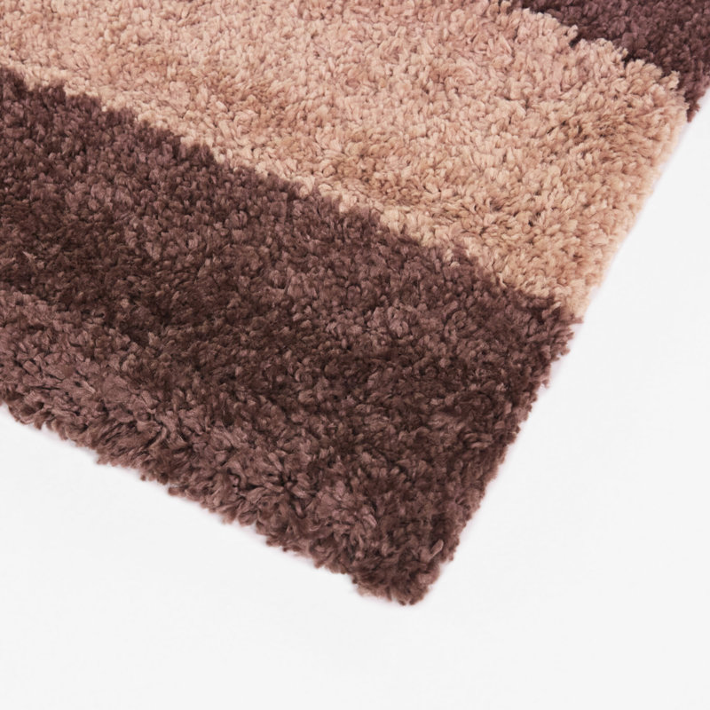Dixon Beige/Brown Checkered Shag Area Rug, Rectangle 7'10" x 10'