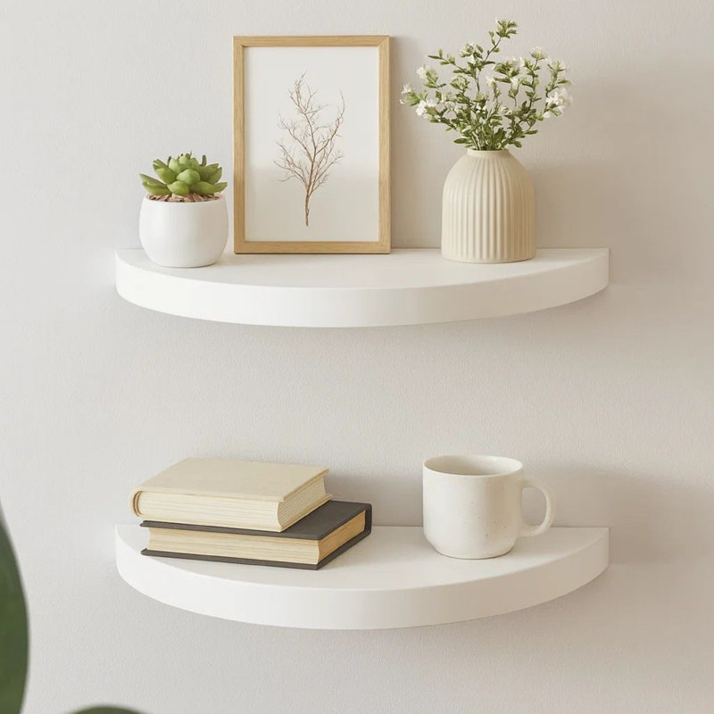 Ensemble de 2 tablettes murales d'angle Phoebs, Blanc