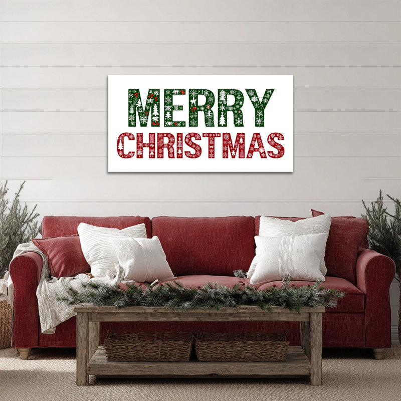 Large Abhirami Merry Christmas Typographie, affiche de vacances d'hiver, impressions sur toile, reproductions d'art encadrées prêtes à être accrochées au mur pour le salon, la cuisine, la salle de bain, 24 po x 48 po