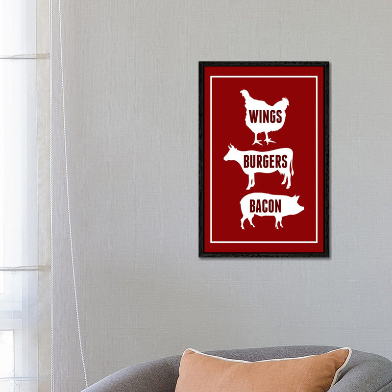 Wings Burgers Bacon by Benton Park Prints - Print on Canvas, Black Framed, 66.04 cm H x 45.72 cm W