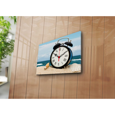 Horloge murale élégante en toile 12 po x 16 po | 100% toile de suède, cadre 100% bois (épaisseur: 1,2 po) | Décoration élégante pour le salon, la chambre à coucher, le bureau | Conception unique et attrait intemporel