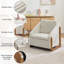 057-Ensemble de 1 fauteuil rembourré moderne en tissu de chenille avec structure latérale en bois, fauteuil de loisirs décoratif avec assise et dossier rembourrés pour le salon, la chambre à coucher, beige-1392075190