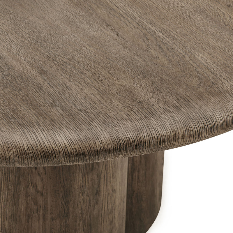 Table basse ronde intérieure et extérieure en noyer vieilli de 31 po Tori, Noyer vieilli