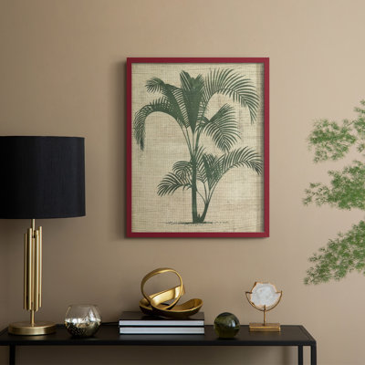 Impression encadrée de toile de jute palmier II - bois massif