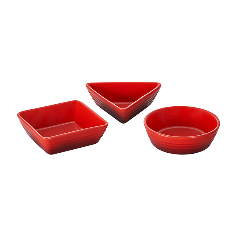 Le Creuset Stoneware Set of 3 Tapas Appetizer Plate, Cerise