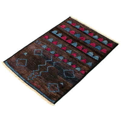 One-of-a-Kind 4' X 6' New Age Wool Area Rug in Dark Brown