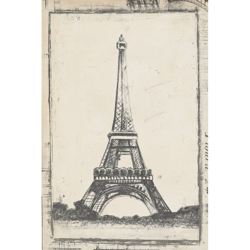 Sketch Of Eiffel by Ethan Harper - Print on Canvas, Wrapped Canvas, 76 cm H x 51 cm W