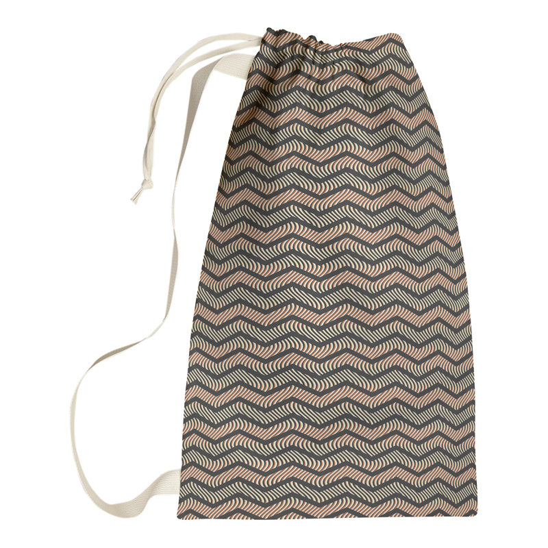 Stephenie Fabric Laundry Bag with Handles, 29" H x 18" W x 1.5" D, Black/Orange