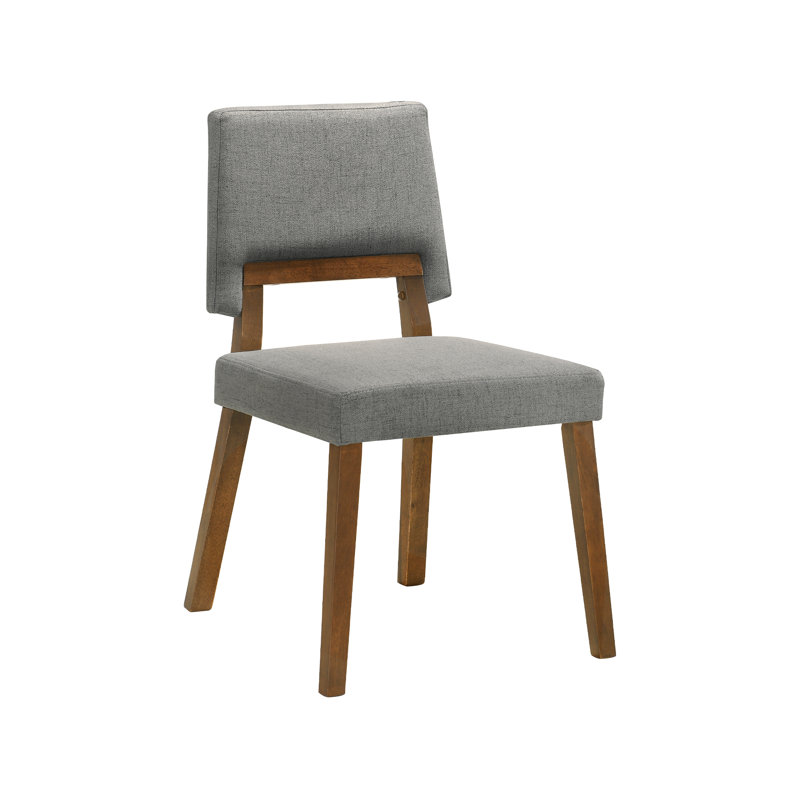 Jeiren Armless Dining Chairs with Upholstered Back in Rubberwood and Fabric, 2, Charcoal, Walnut
