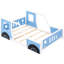 Lit de voiture classique pleine grandeur avec roulettes bleues - Fabriqué en pin robuste et fenêtres à portes pour une beauté supplémentaire Matelas de rail à lattes Assemblage rapide et facile-1631381665-1631381663