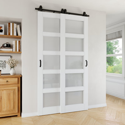 Portes doubles de grange coulissantes 52 "x 96" 5-Lite