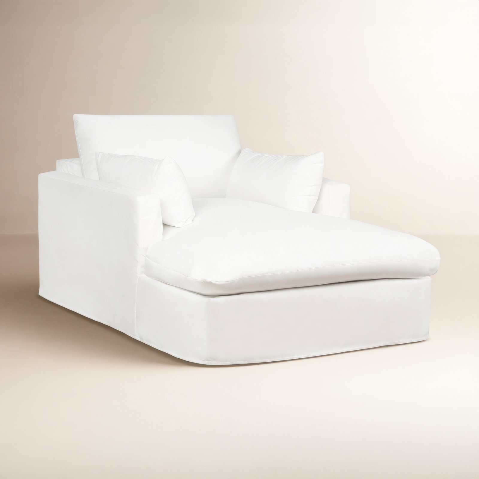 Luna Chaise Lounge, Classic Bleach White Twill