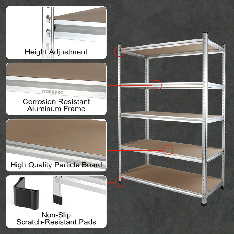 Hreinn 48'' W Aluminum Alloy Height -Adjustable Storage Rack