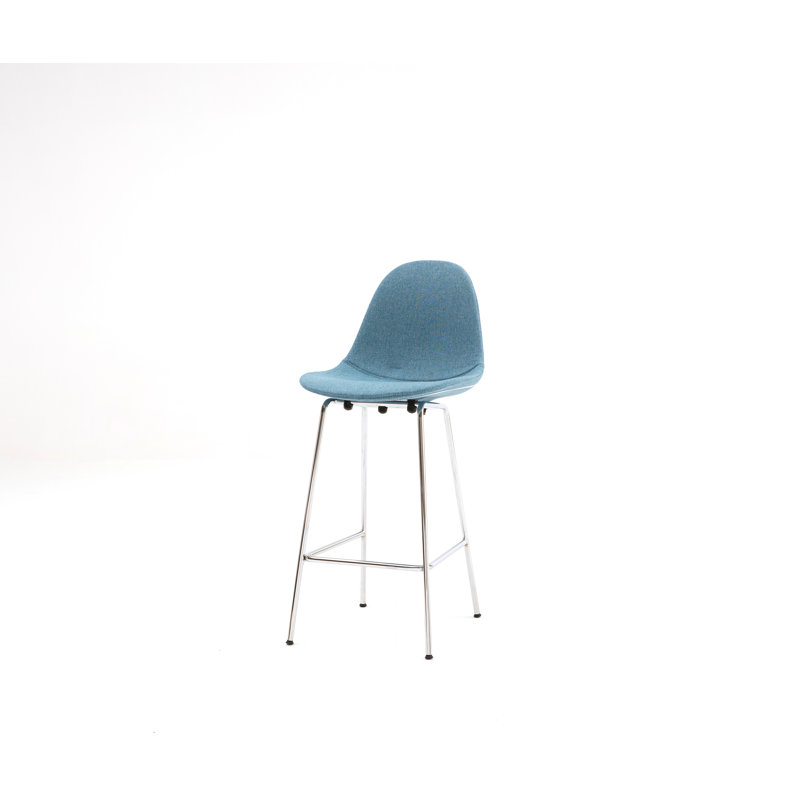 TA Upholstered Bar & Counter Stool, Counter Height (25.5" Seat Height), Ocean Blue, Chrome