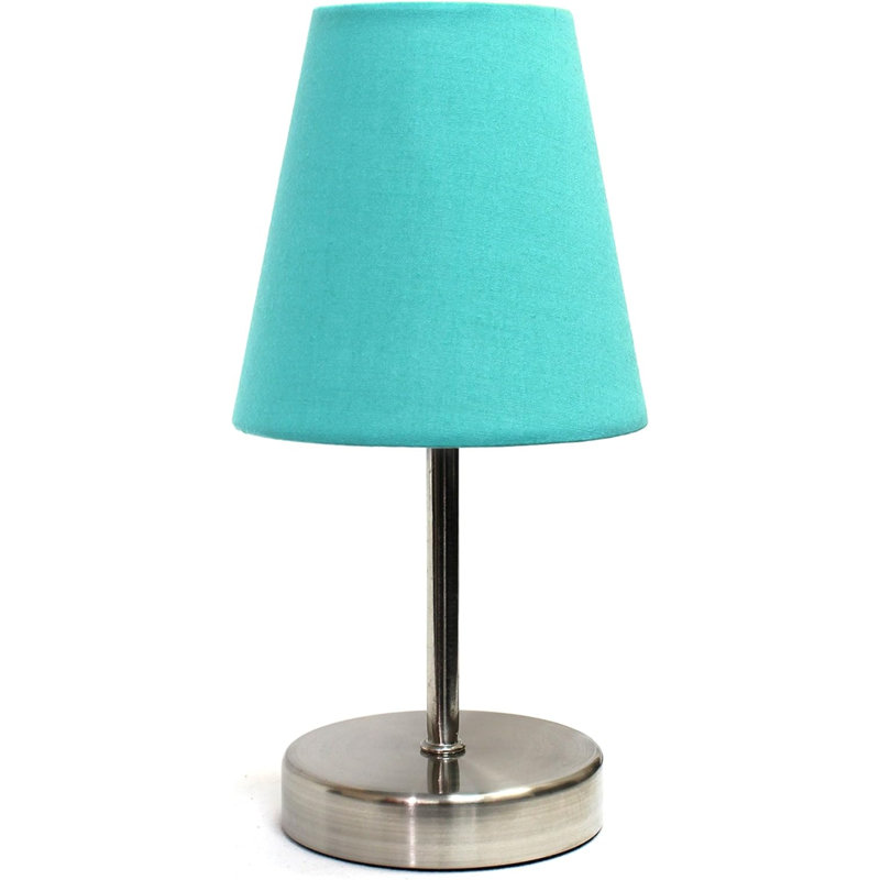 Lampe de table WHT Mini Basic Nickel sable avec abat-jour en tissu, blanc, Bleu