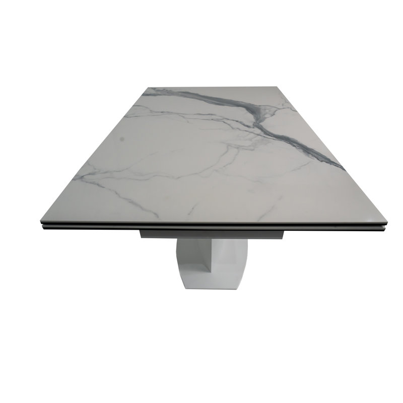 Wilibald Extendable Metal Base Dining Table