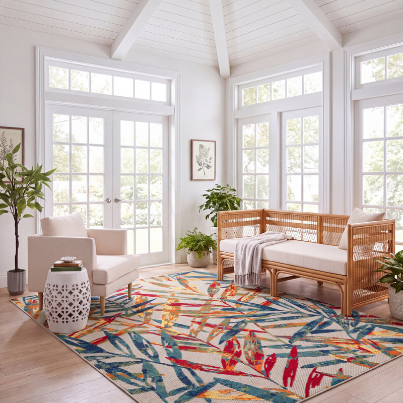 Makowski Performance Floral Indoor/Outdoor Area Rug, Rectangle 8' x 10'