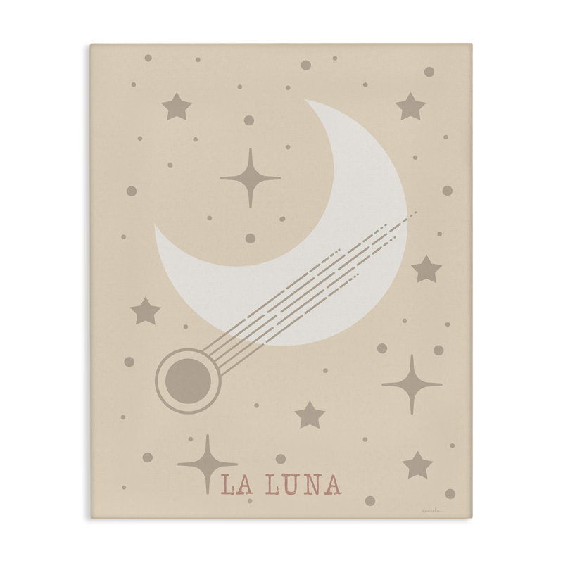 Toile Minimal Moon avec étoiles, design par Daniela Santiago, H 48 po x l 36 po