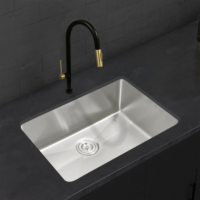 KBFmore Double Bowl Tight Radius Stainless Steel Kitchen Sink Only, 18-Gauge, 9" H x 27" W x 9" D