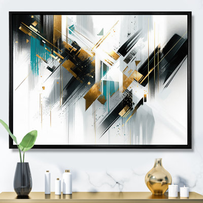 Teal Gold Cubist Kaleidoscope I On Canvas Print