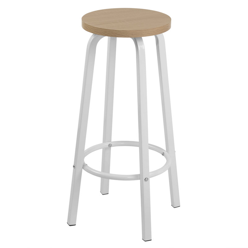 Hayesville Counter Stool with Metal Frame, White, Light Oak