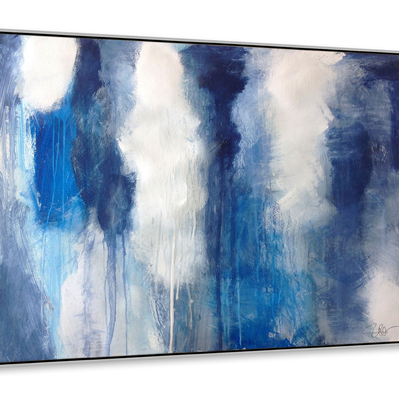 «In The Clouds», peinture sur toile à cadre flottant, Cadre argenté, H 12 po x l 16 po x P 2 po