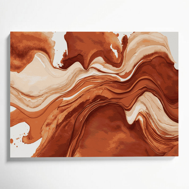 Aquarelle abstraite, art mural sur toile 3 bruns, H 11 po x l 14 po