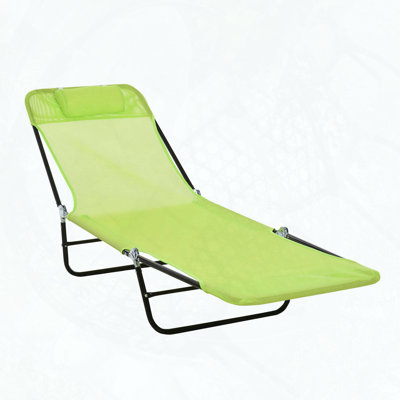 Folding Chaise Lounge Chair with 5-Position Reclining Back and Breathable Mesh Seat