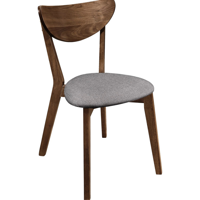 2 chaises de salle à manger - Structure en noyer naturel et gris avec 2 chaises de style Mid-Century