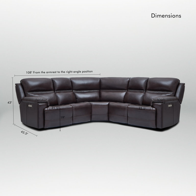 Canapé modulaire inclinable en cuir 108 po, 2 fauteuils inclinables électriques, appui-tête réglable et gravité zéro
