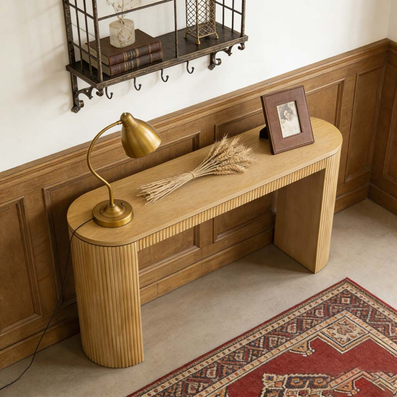 Console incurvée à rayures verticales uniques, Naturel