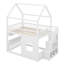 Lit mezzanine double avec lumières DEL, lit maison avec toit, fenêtre et bibliothèque de rangement-122653902