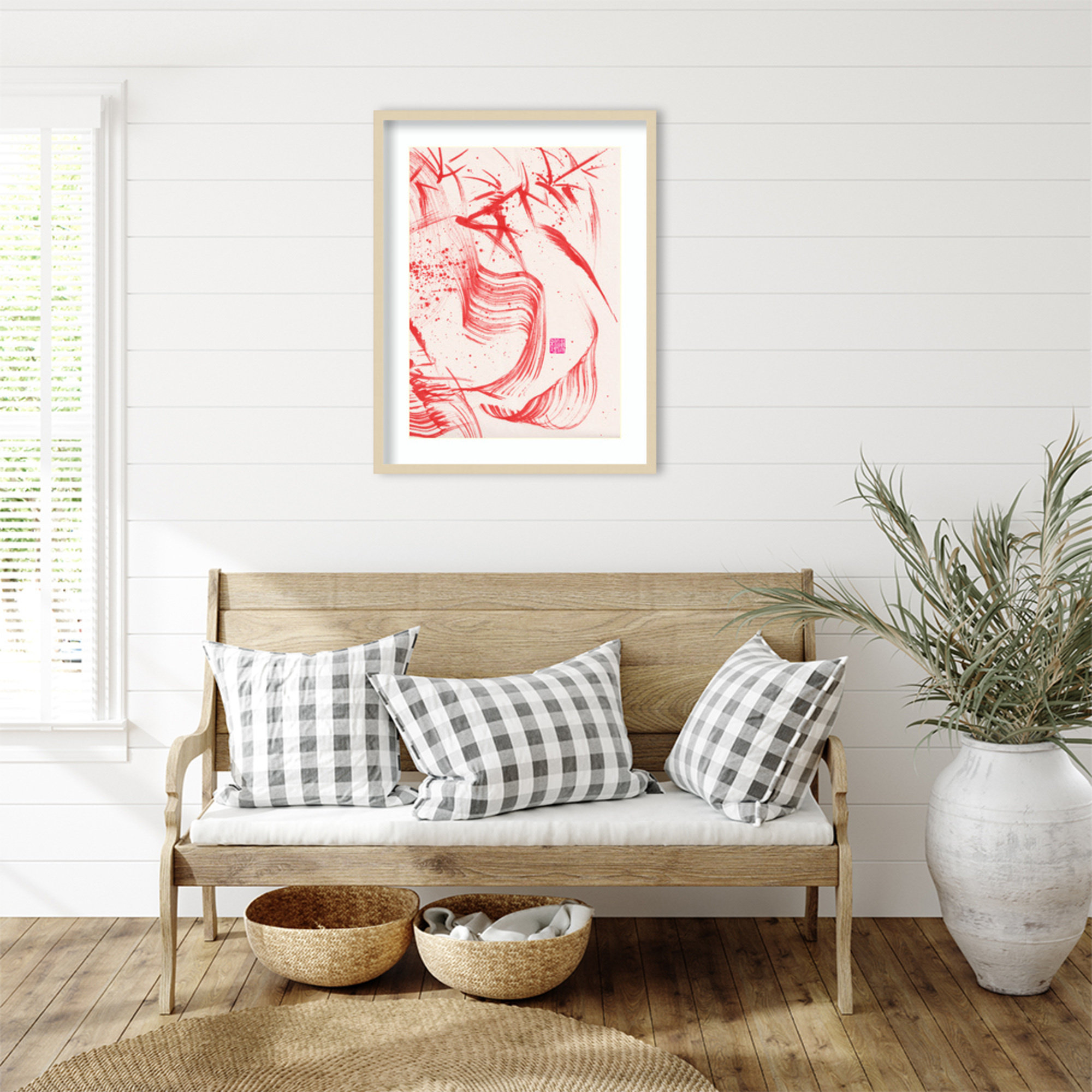 Zen Bamboo Ink Abstraction 2 by Odilia Fu Wood Framed Wall Art Print, 21" H x 17" W, Brown