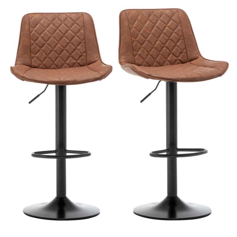 Tabouret de bar et de comptoir pivotant à hauteur réglable (ensemble de 2), Brun