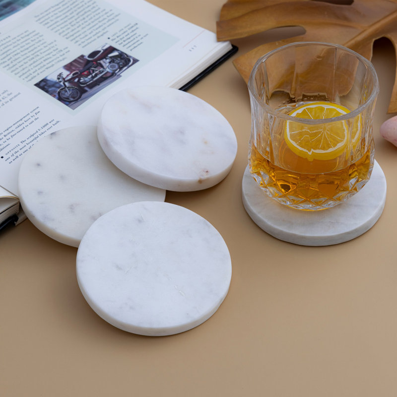 Marble Round 4 Piece Coaster Set