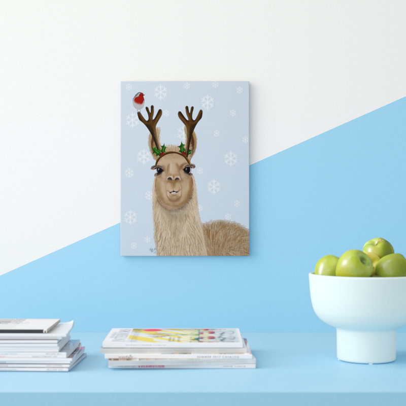 " Llama, Antlers " by Fab Funky, 19" H x 14" W x 2" D