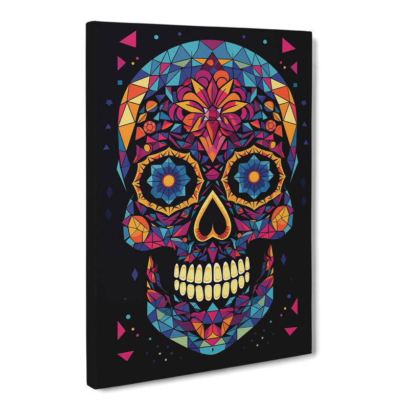 Sugar Skull Geometric Art - Wrapped Canvas, 76cm H x 50cm W x 3cm D