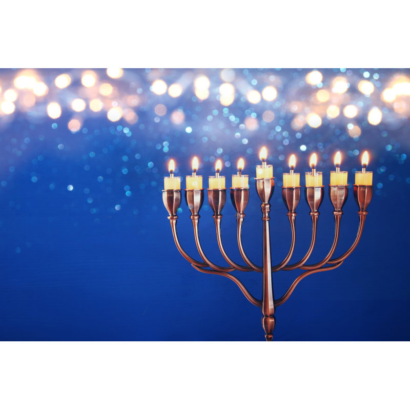 Low Key Image Of Jewish Holiday Hanukkah Background - Wrapped Canvas Print, 51cm H x 76cm W x 3.8 cm D