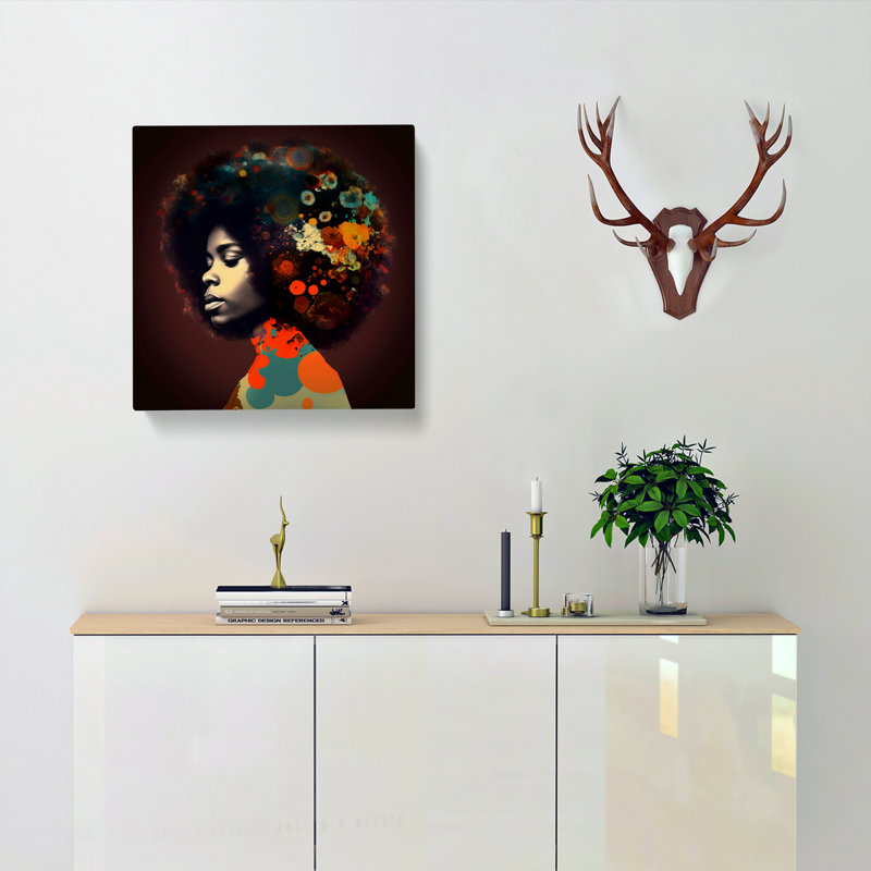 Woman with Affro Graphic Art No.1 - Wrapped Canvas