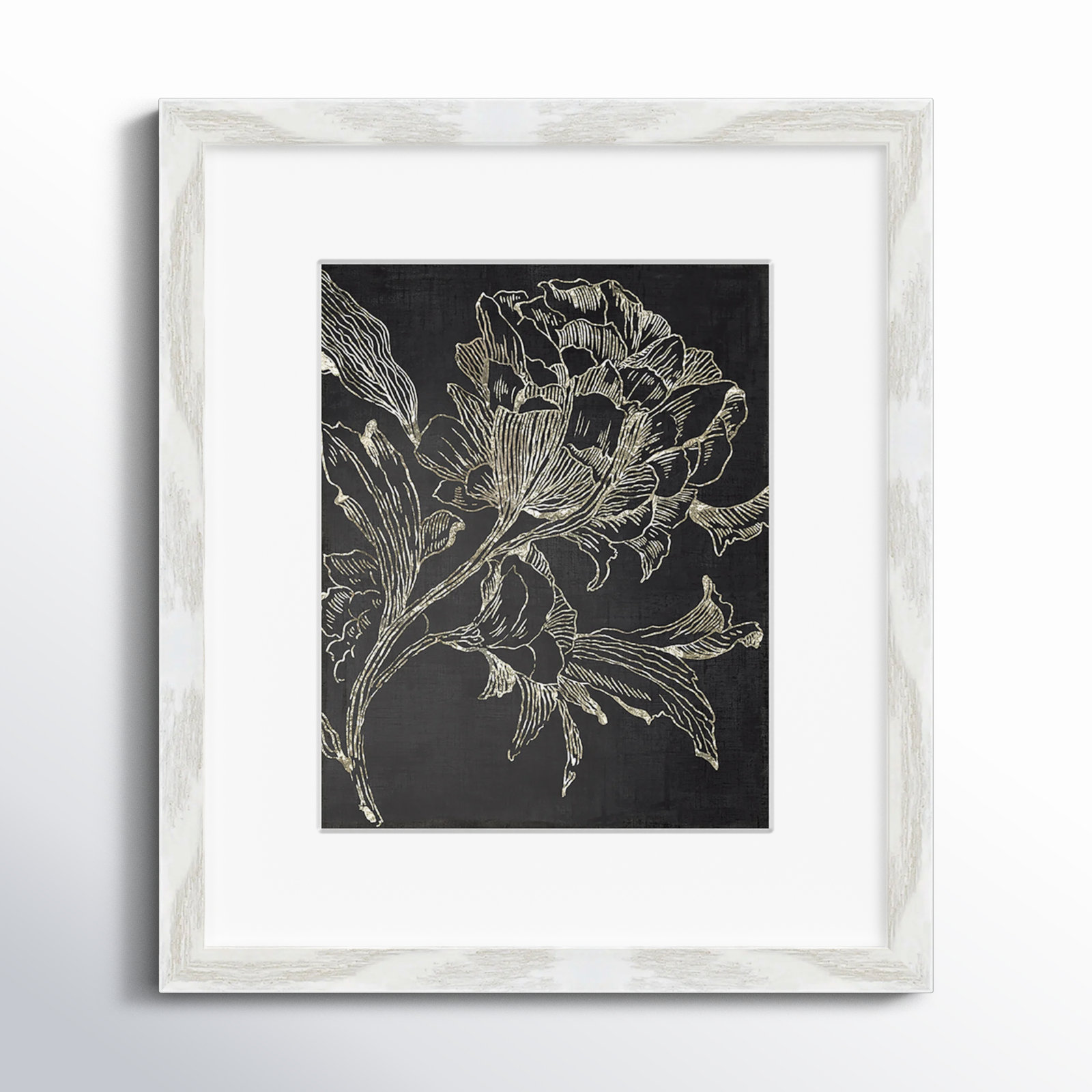 Clarendon "Golden Flower Folklore I" Print, White Framed, 15" H x 13" W