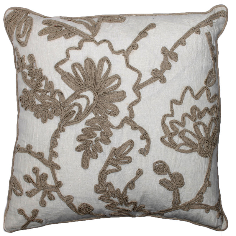Sade Square Pillow Cover & Insert, Ivory