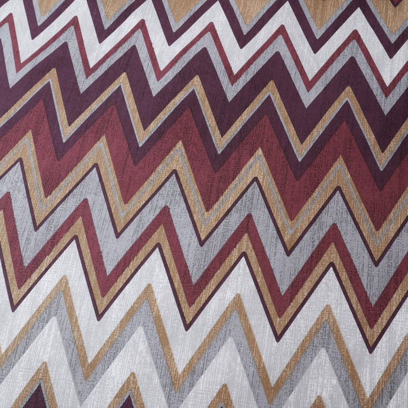 TYLER Cotton Blend Chevron Duvet Cover Set with Pillowcases Included, Double Duvet Cover + 2 Standard Pillowcases, Purple