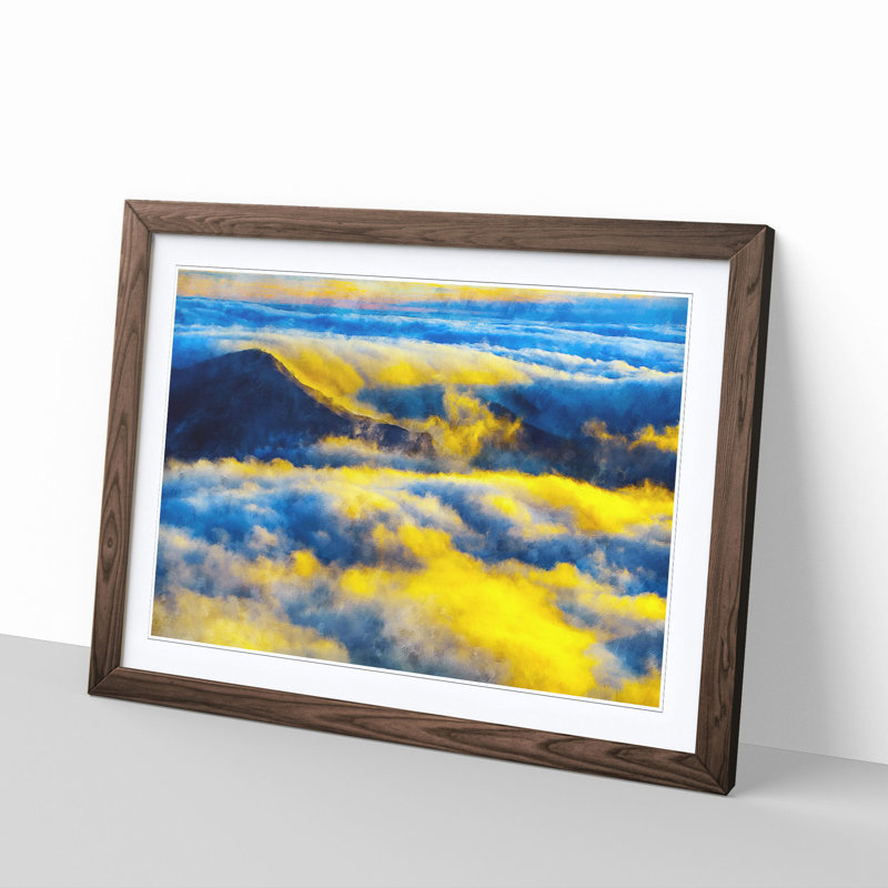 Clouds over the Mountains - Picture Frame Graphic Art Print, 33cm H x 45cm W x 2cm D, Walnut Framed
